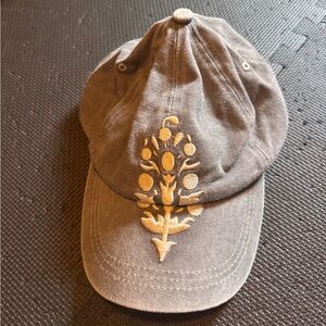 Gray Cap with Gold Embroidery